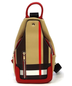 Plaid Check Sling Backpack BT2766 RED